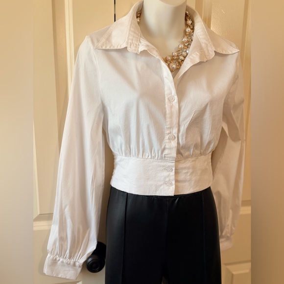 Fashion Nova, White Women's Blouse, size M, mid length, - Picture 2 of 6